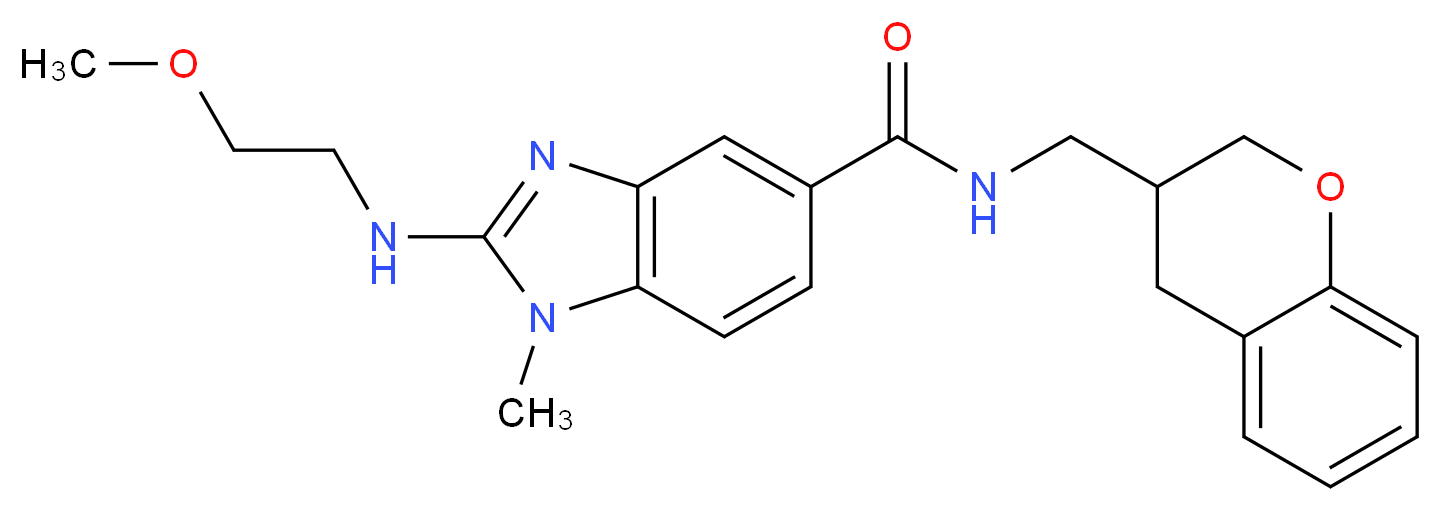 N-(3,4-dihydro-2H-chromen-3-ylmethyl)-2-[(2-methoxyethyl)amino]-1-methyl-1H-benzimidazole-5-carboxamide_分子结构_CAS_)