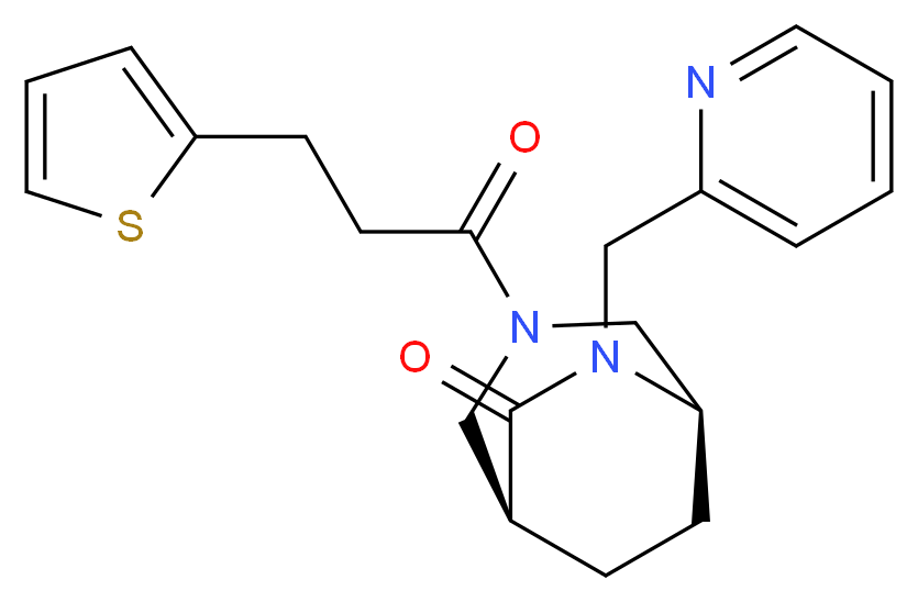 (1S*,5R*)-6-(2-pyridinylmethyl)-3-[3-(2-thienyl)propanoyl]-3,6-diazabicyclo[3.2.2]nonan-7-one_分子结构_CAS_)