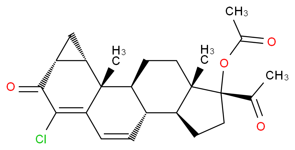 (1S,2S,3S,5R,11R,12S,15R,16S)-15-acetyl-7-chloro-2,16-dimethyl-6-oxopentacyclo[9.7.0.0<sup>2</sup>,<sup>8</sup>.0<sup>3</sup>,<sup>5</sup>.0<sup>1</sup><sup>2</sup>,<sup>1</sup><sup>6</sup>]octadeca-7,9-dien-15-yl acetate_分子结构_CAS_23814-68-8