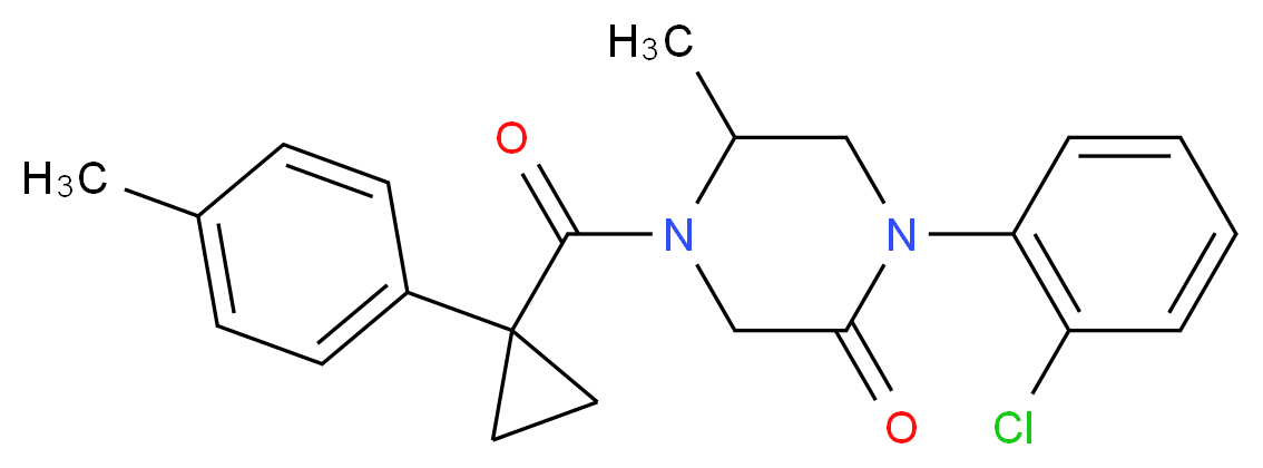 1-(2-chlorophenyl)-5-methyl-4-{[1-(4-methylphenyl)cyclopropyl]carbonyl}-2-piperazinone_分子结构_CAS_)