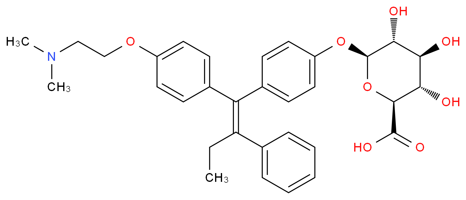 (2S,3S,4S,5R,6S)-6-{4-[(1Z)-1-{4-[2-(dimethylamino)ethoxy]phenyl}-2-phenylbut-1-en-1-yl]phenoxy}-3,4,5-trihydroxyoxane-2-carboxylic acid_分子结构_CAS_128255-45-8