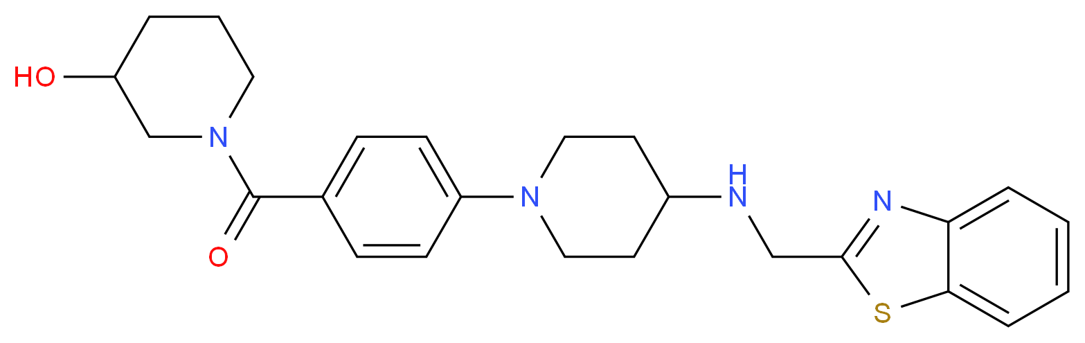 1-(4-{4-[(1,3-benzothiazol-2-ylmethyl)amino]-1-piperidinyl}benzoyl)-3-piperidinol_分子结构_CAS_)