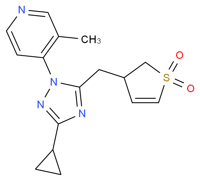 4-{3-cyclopropyl-5-[(1,1-dioxido-2,3-dihydro-3-thienyl)methyl]-1H-1,2,4-triazol-1-yl}-3-methylpyridine_分子结构_CAS_)