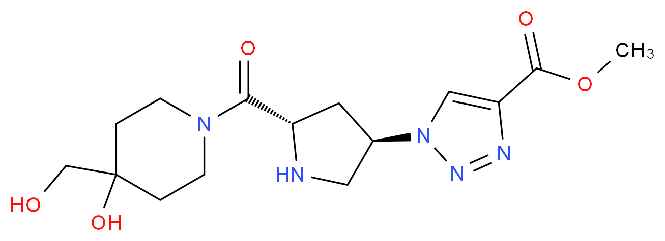 methyl 1-((3R,5S)-5-{[4-hydroxy-4-(hydroxymethyl)piperidin-1-yl]carbonyl}pyrrolidin-3-yl)-1H-1,2,3-triazole-4-carboxylate_分子结构_CAS_)
