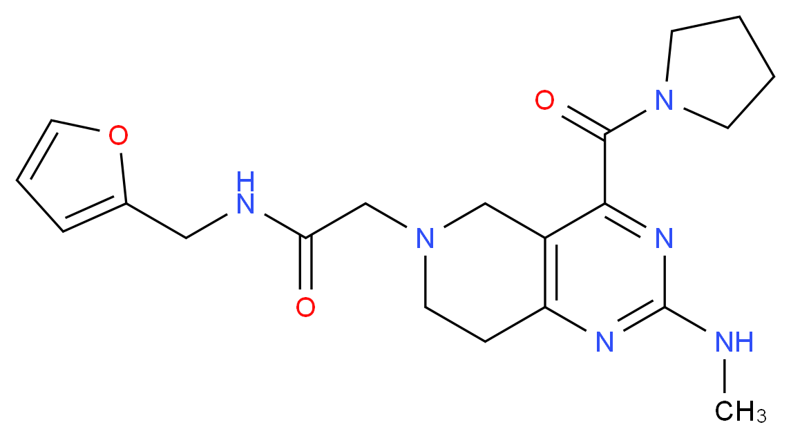 N-(2-furylmethyl)-2-[2-(methylamino)-4-(pyrrolidin-1-ylcarbonyl)-7,8-dihydropyrido[4,3-d]pyrimidin-6(5H)-yl]acetamide_分子结构_CAS_)