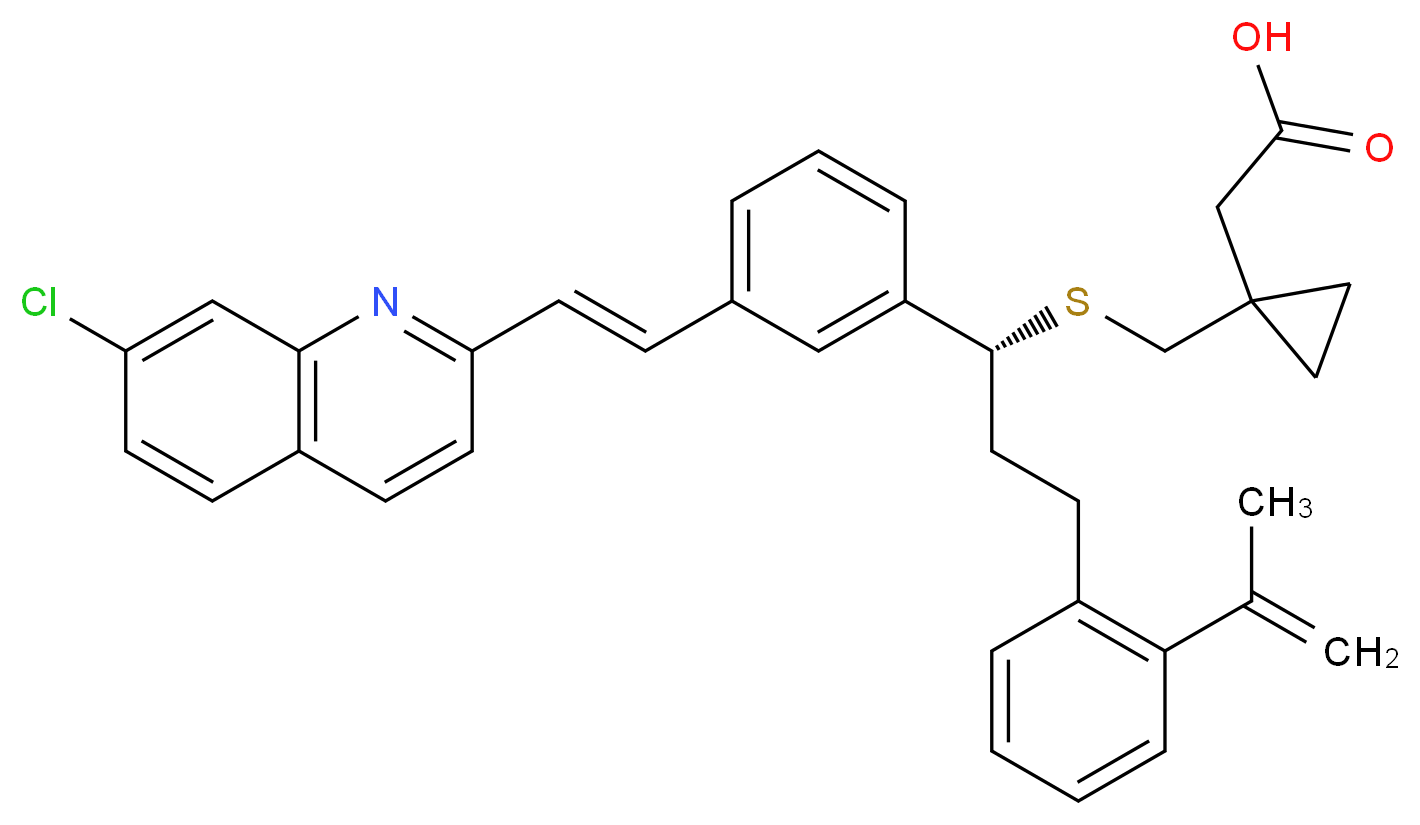 2-[1-({[(1R)-1-{3-[(E)-2-(7-chloroquinolin-2-yl)ethenyl]phenyl}-3-[2-(prop-1-en-2-yl)phenyl]propyl]sulfanyl}methyl)cyclopropyl]acetic acid_分子结构_CAS_918972-54-0