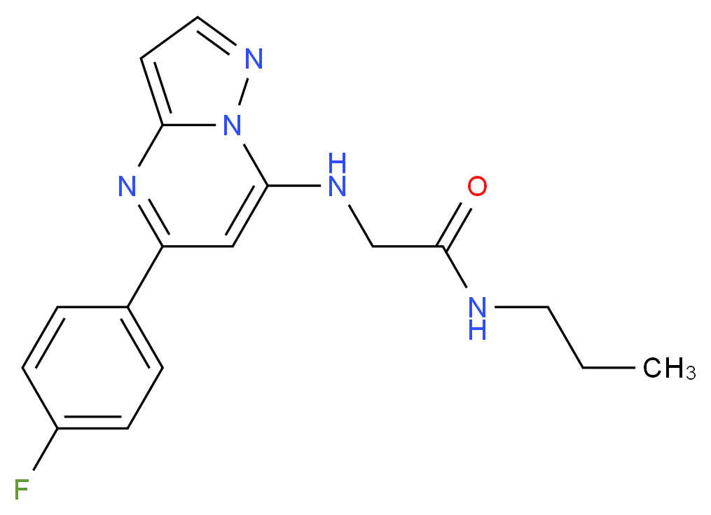 N~2~-[5-(4-fluorophenyl)pyrazolo[1,5-a]pyrimidin-7-yl]-N~1~-propylglycinamide_分子结构_CAS_)