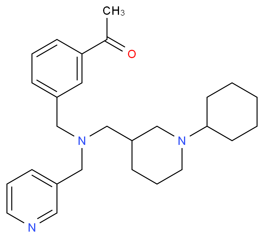 1-(3-{[[(1-cyclohexyl-3-piperidinyl)methyl](3-pyridinylmethyl)amino]methyl}phenyl)ethanone_分子结构_CAS_)