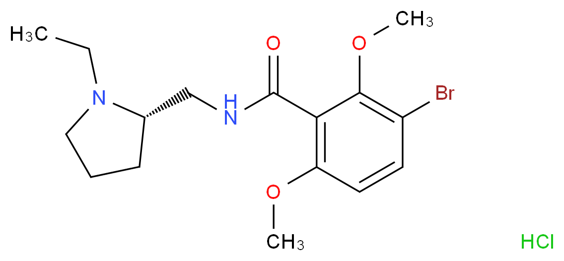 3-bromo-N-{[(2S)-1-ethylpyrrolidin-2-yl]methyl}-2,6-dimethoxybenzamide hydrochloride_分子结构_CAS_73220-03-8