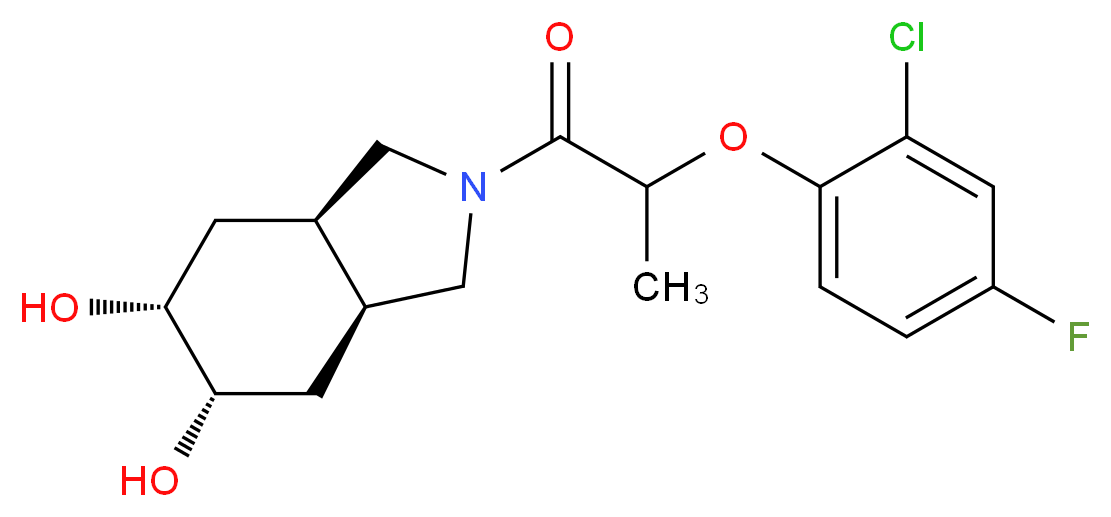 (3aR*,5R*,6S*,7aS*)-2-[2-(2-chloro-4-fluorophenoxy)propanoyl]octahydro-1H-isoindole-5,6-diol_分子结构_CAS_)