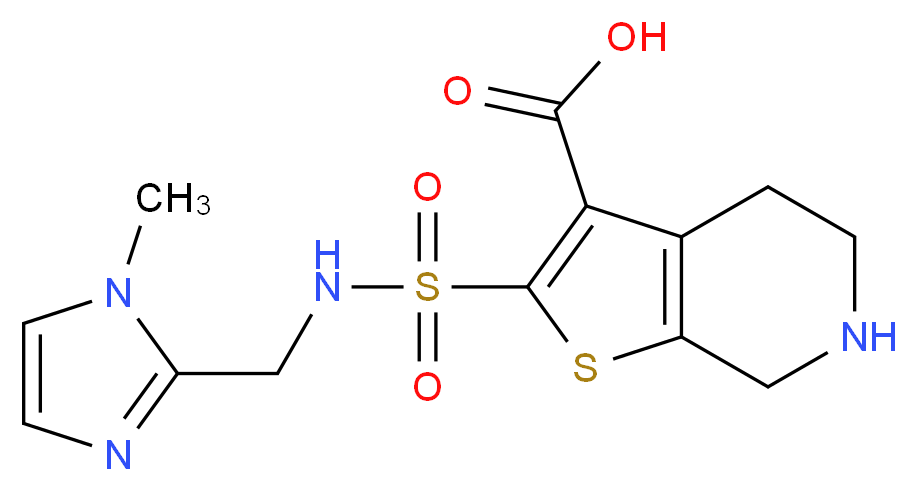 2-({[(1-methyl-1H-imidazol-2-yl)methyl]amino}sulfonyl)-4,5,6,7-tetrahydrothieno[2,3-c]pyridine-3-carboxylic acid_分子结构_CAS_)