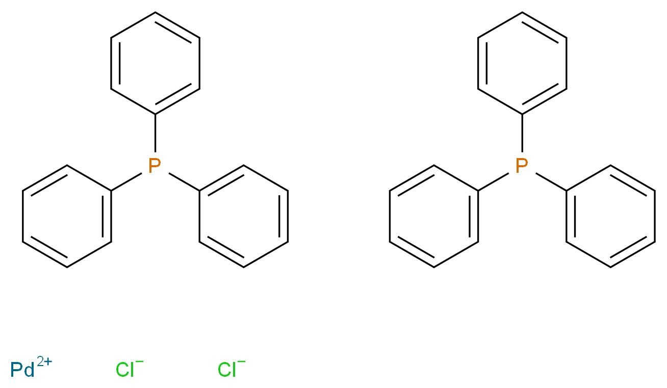 palladium(2+) ion bis(triphenylphosphane) dichloride_分子结构_CAS_13965-03-2