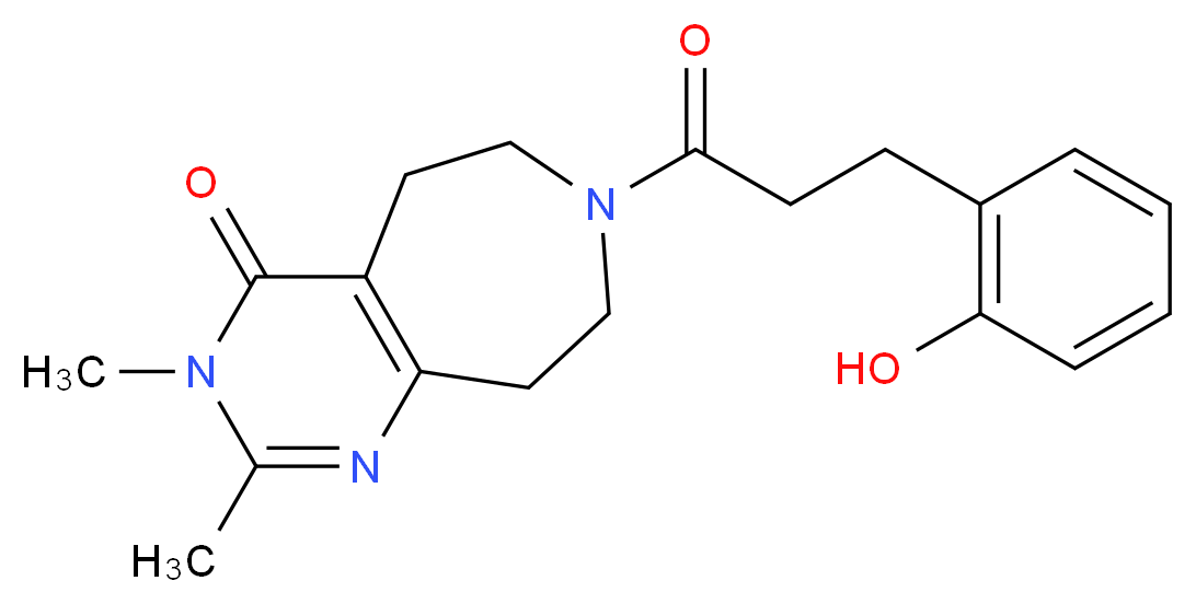 7-[3-(2-hydroxyphenyl)propanoyl]-2,3-dimethyl-3,5,6,7,8,9-hexahydro-4H-pyrimido[4,5-d]azepin-4-one_分子结构_CAS_)