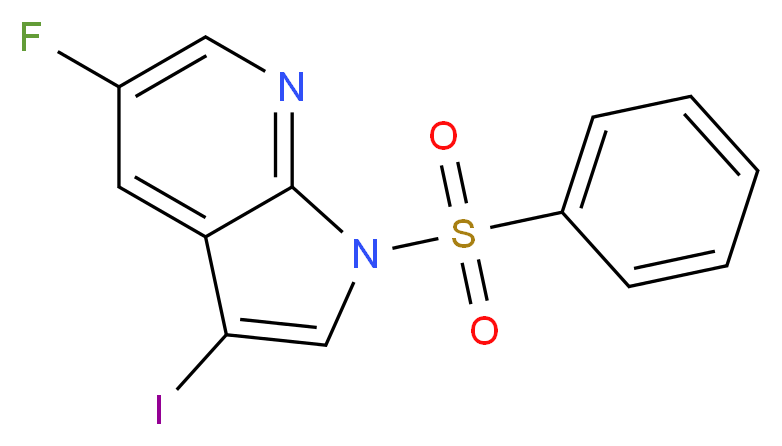 1-(benzenesulfonyl)-5-fluoro-3-iodo-1H-pyrrolo[2,3-b]pyridine_分子结构_CAS_1001413-99-5