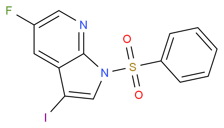 1-Benzenesulfonyl-5-fluoro-3-iodo-1H-pyrrolo[2,3-b]pyridine_分子结构_CAS_1001413-99-5)