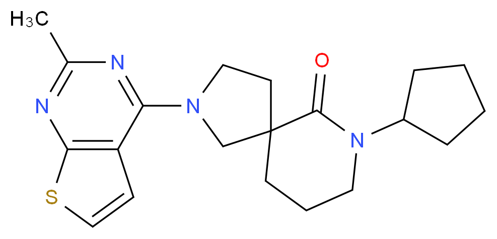 7-cyclopentyl-2-(2-methylthieno[2,3-d]pyrimidin-4-yl)-2,7-diazaspiro[4.5]decan-6-one_分子结构_CAS_)