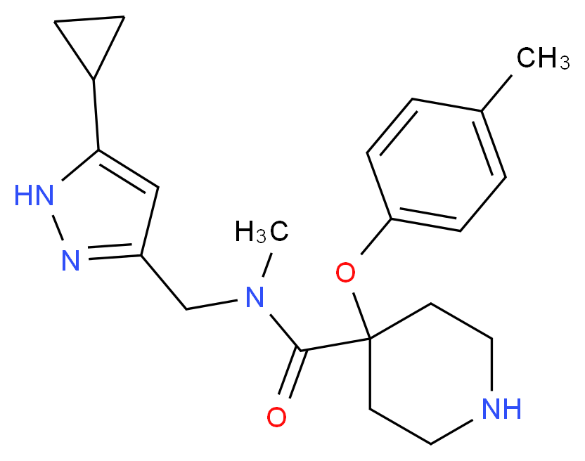 N-[(5-cyclopropyl-1H-pyrazol-3-yl)methyl]-N-methyl-4-(4-methylphenoxy)piperidine-4-carboxamide_分子结构_CAS_)