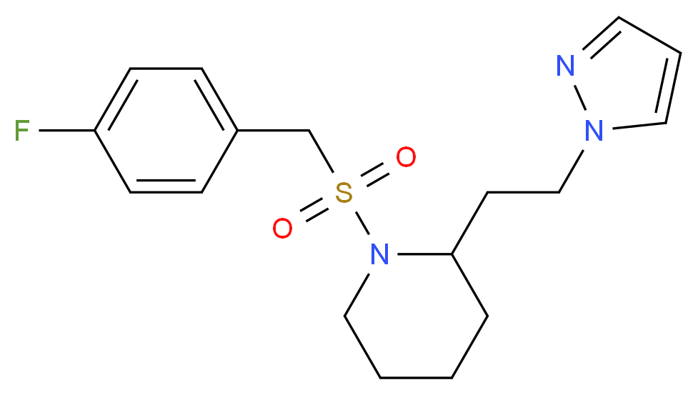 1-[(4-fluorobenzyl)sulfonyl]-2-[2-(1H-pyrazol-1-yl)ethyl]piperidine_分子结构_CAS_)