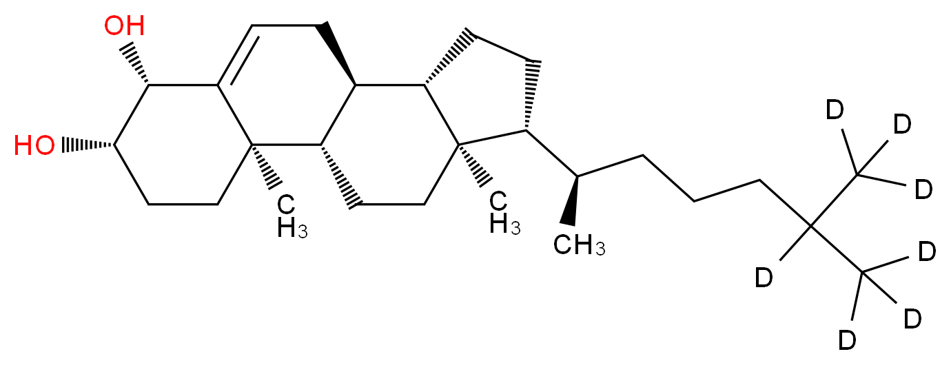 (1S,2R,5S,6R,10S,11S,14R,15R)-2,15-dimethyl-14-[(2R)-6-(<sup>2</sup>H<sub>3</sub>)methyl(6,7,7,7-<sup>2</sup>H<sub>4</sub>)heptan-2-yl]tetracyclo[8.7.0.0<sup>2</sup>,<sup>7</sup>.0<sup>1</sup><sup>1</sup>,<sup>1</sup><sup>5</sup>]heptadec-7-ene-5,6-diol_分子结构_CAS_1246302-80-6