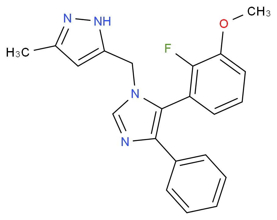5-{[5-(2-fluoro-3-methoxyphenyl)-4-phenyl-1H-imidazol-1-yl]methyl}-3-methyl-1H-pyrazole_分子结构_CAS_)