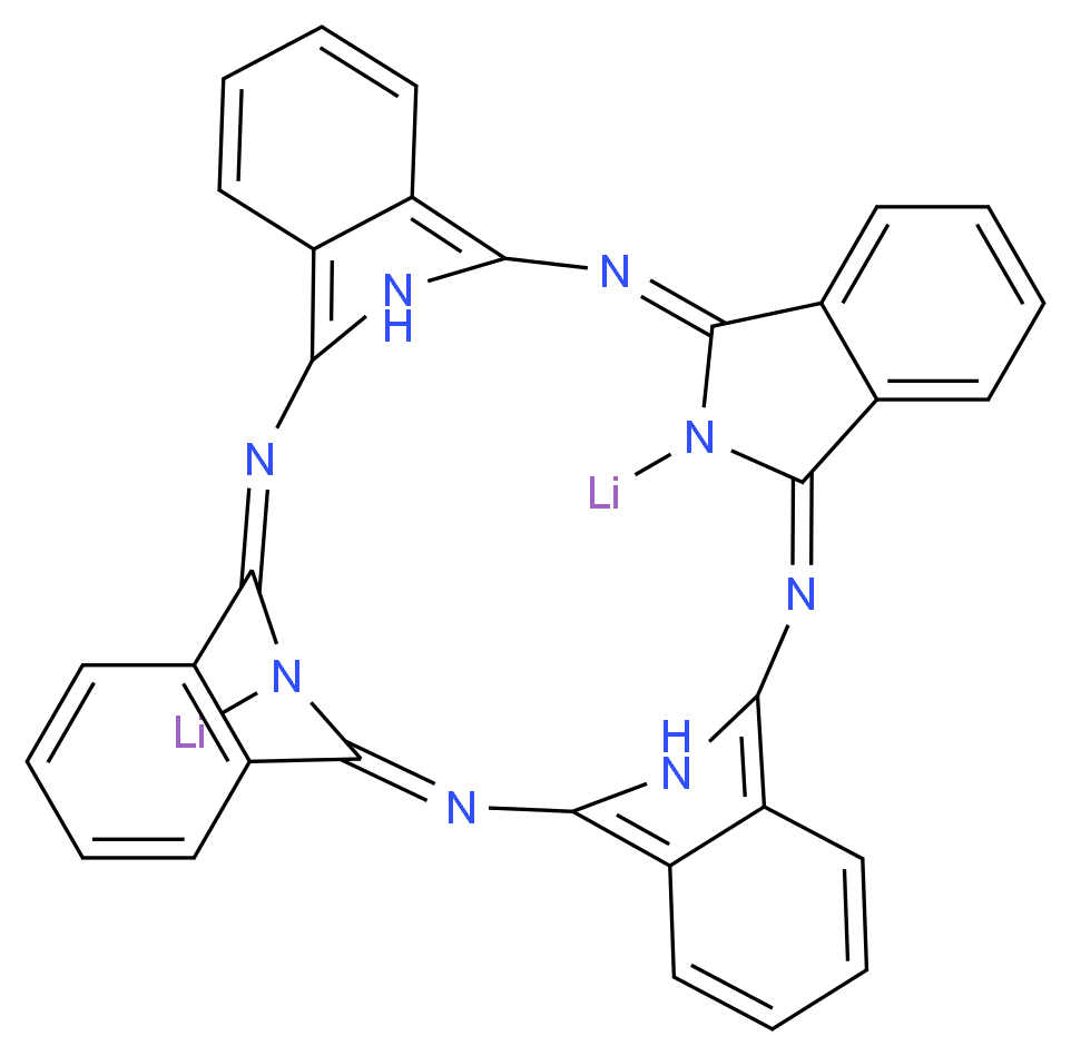 38,40-dilithio-2,11,20,29,37,38,39,40-octaazanonacyclo[28.6.1.1<sup>3</sup>,<sup>1</sup><sup>0</sup>.1<sup>1</sup><sup>2</sup>,<sup>1</sup><sup>9</sup>.1<sup>2</sup><sup>1</sup>,<sup>2</sup><sup>8</sup>.0<sup>4</sup>,<sup>9</sup>.0<sup>1</sup><sup>3</sup>,<sup>1</sup><sup>8</sup>.0<sup>2</sup><sup>2</sup>,<sup>2</sup><sup>7</sup>.0<sup>3</sup><sup>1</sup>,<sup>3</sup><sup>6</sup>]tetraconta-1,3,5,7,9,11,13,15,17,19,21,23,25,27,29,31,33,35-octadecaene_分子结构_CAS_25510-41-2