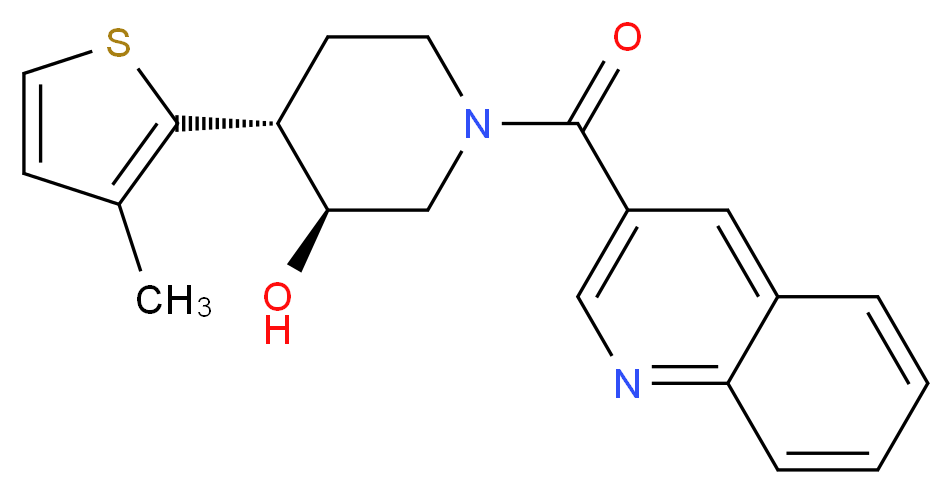 (3S*,4R*)-4-(3-methyl-2-thienyl)-1-(quinolin-3-ylcarbonyl)piperidin-3-ol_分子结构_CAS_)