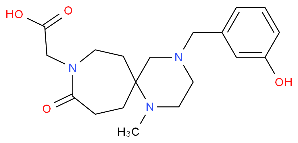 [4-(3-hydroxybenzyl)-1-methyl-10-oxo-1,4,9-triazaspiro[5.6]dodec-9-yl]acetic acid_分子结构_CAS_)