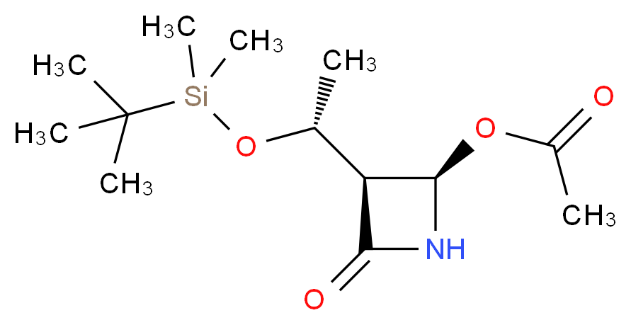 (2R,3S)-3-((R)-1-((tert-Butyldimethylsilyl)oxy)ethyl)-4-oxoazetidin-2-yl acetate_分子结构_CAS_85954-95-6)