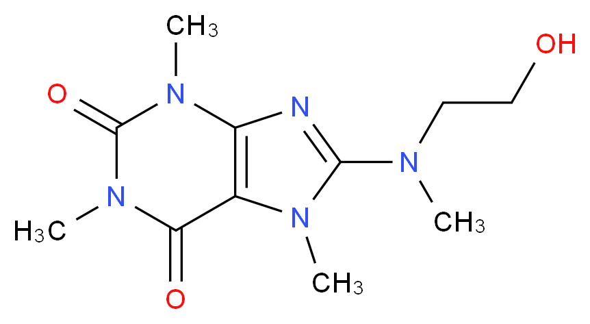 8-[(2-hydroxyethyl)(methyl)amino]-1,3,7-trimethyl-2,3,6,7-tetrahydro-1H-purine-2,6-dione_分子结构_CAS_30924-31-3