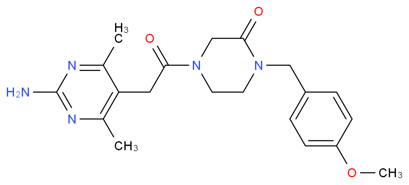 4-[(2-amino-4,6-dimethyl-5-pyrimidinyl)acetyl]-1-(4-methoxybenzyl)-2-piperazinone_分子结构_CAS_)