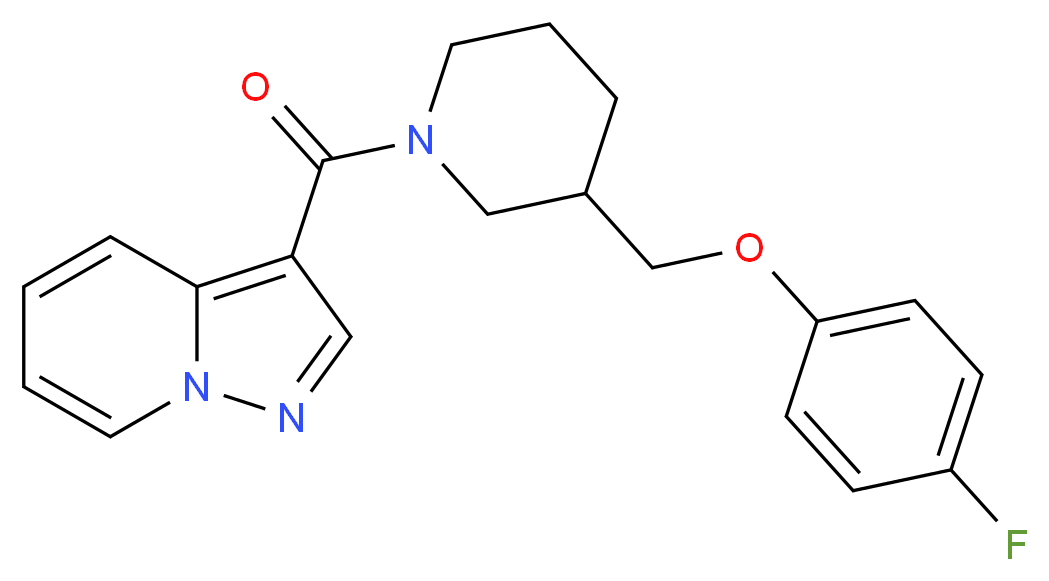 3-({3-[(4-fluorophenoxy)methyl]-1-piperidinyl}carbonyl)pyrazolo[1,5-a]pyridine_分子结构_CAS_)