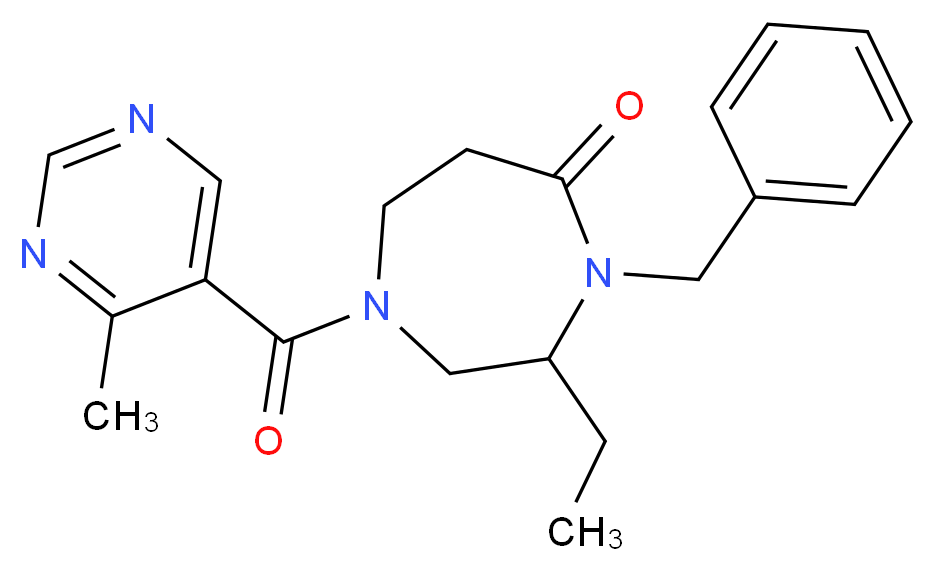 4-benzyl-3-ethyl-1-[(4-methylpyrimidin-5-yl)carbonyl]-1,4-diazepan-5-one_分子结构_CAS_)