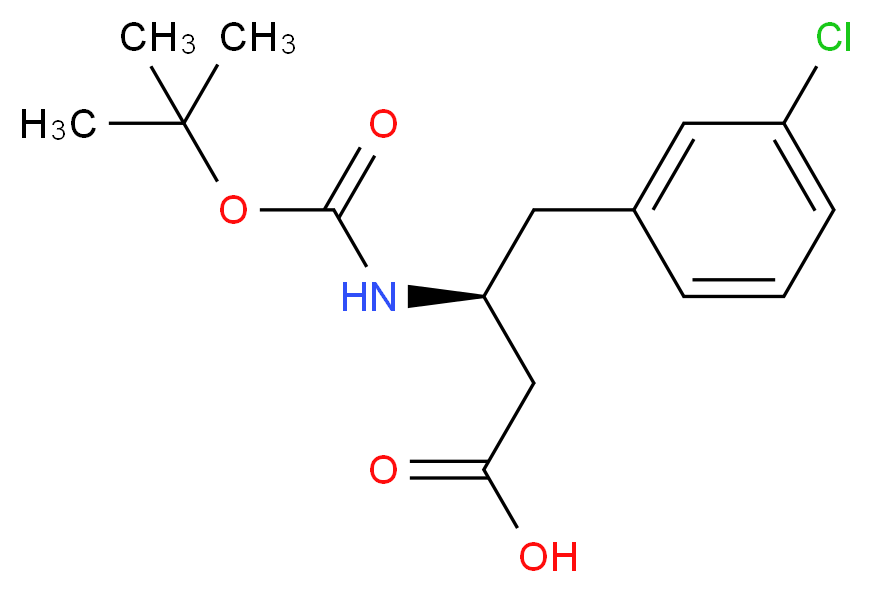 (3S)-3-{[(tert-butoxy)carbonyl]amino}-4-(3-chlorophenyl)butanoic acid_分子结构_CAS_270596-39-9