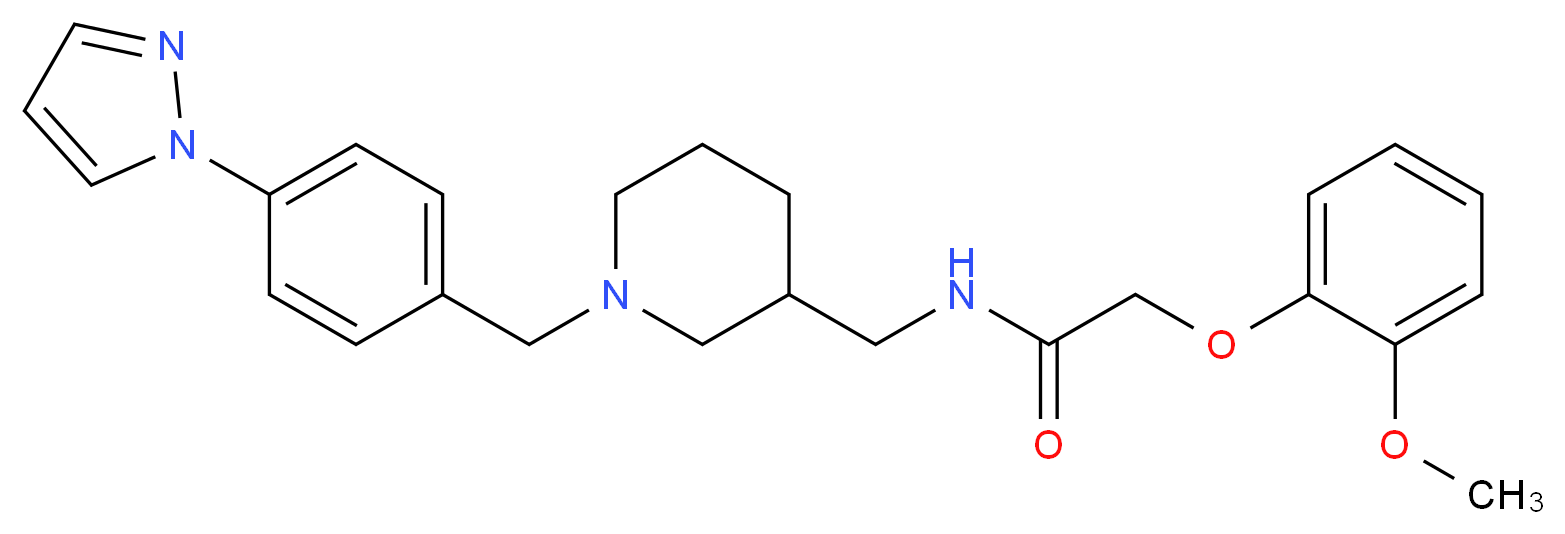 2-(2-methoxyphenoxy)-N-({1-[4-(1H-pyrazol-1-yl)benzyl]-3-piperidinyl}methyl)acetamide_分子结构_CAS_)