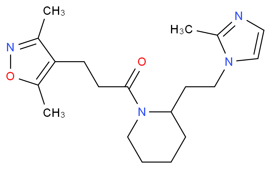 1-[3-(3,5-dimethyl-4-isoxazolyl)propanoyl]-2-[2-(2-methyl-1H-imidazol-1-yl)ethyl]piperidine_分子结构_CAS_)