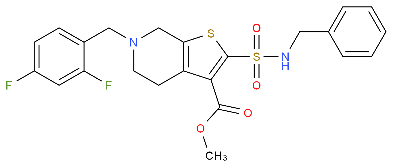 methyl 2-[(benzylamino)sulfonyl]-6-(2,4-difluorobenzyl)-4,5,6,7-tetrahydrothieno[2,3-c]pyridine-3-carboxylate_分子结构_CAS_)