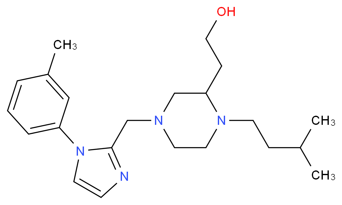 2-(1-(3-methylbutyl)-4-{[1-(3-methylphenyl)-1H-imidazol-2-yl]methyl}-2-piperazinyl)ethanol_分子结构_CAS_)