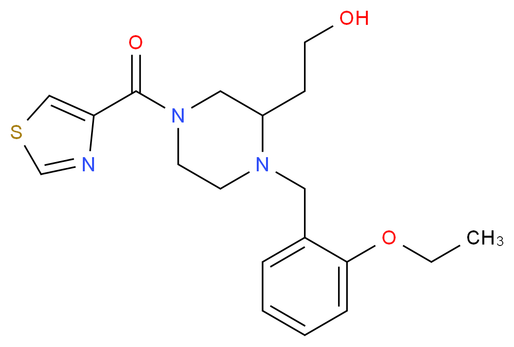 2-[1-(2-ethoxybenzyl)-4-(1,3-thiazol-4-ylcarbonyl)-2-piperazinyl]ethanol_分子结构_CAS_)