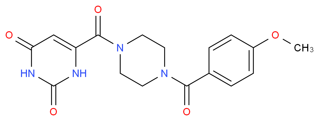 6-{[4-(4-methoxybenzoyl)-1-piperazinyl]carbonyl}-2,4(1H,3H)-pyrimidinedione_分子结构_CAS_)