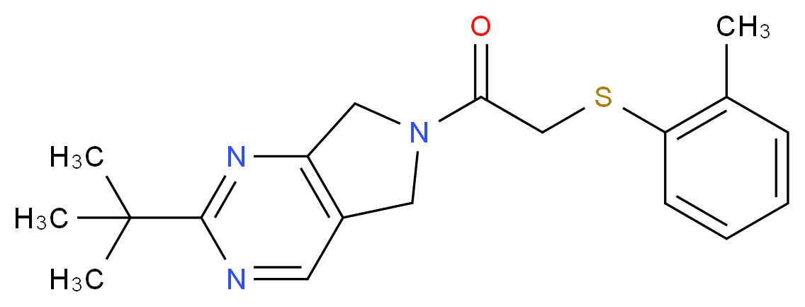 2-tert-butyl-6-{[(2-methylphenyl)thio]acetyl}-6,7-dihydro-5H-pyrrolo[3,4-d]pyrimidine_分子结构_CAS_)
