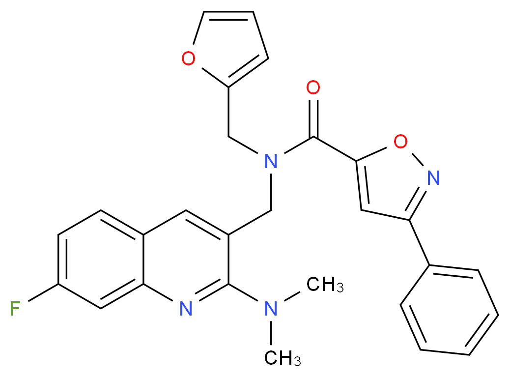 N-{[2-(dimethylamino)-7-fluoro-3-quinolinyl]methyl}-N-(2-furylmethyl)-3-phenyl-5-isoxazolecarboxamide_分子结构_CAS_)