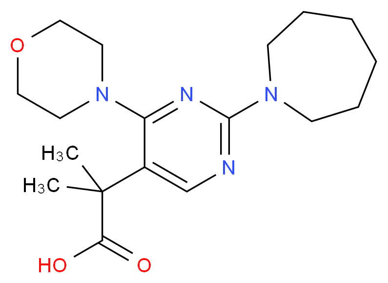 2-(2-azepan-1-yl-4-morpholin-4-ylpyrimidin-5-yl)-2-methylpropanoic acid_分子结构_CAS_)