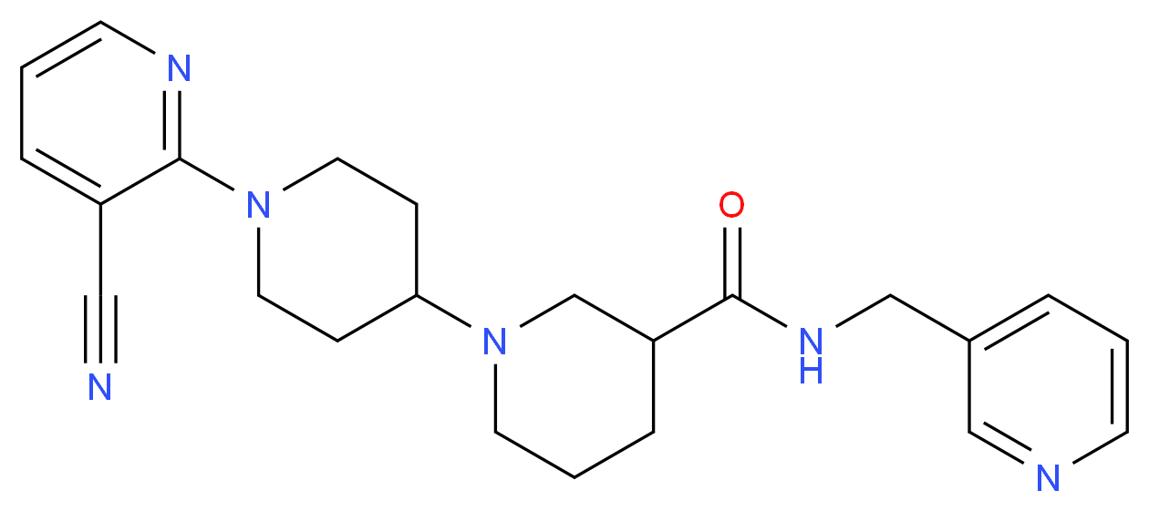 1'-(3-cyanopyridin-2-yl)-N-(pyridin-3-ylmethyl)-1,4'-bipiperidine-3-carboxamide_分子结构_CAS_)