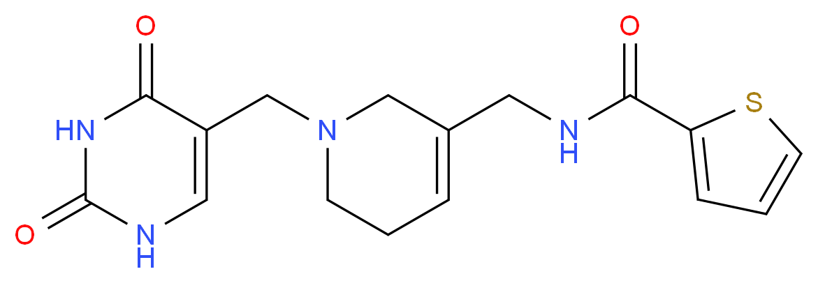 N-({1-[(2,4-dioxo-1,2,3,4-tetrahydropyrimidin-5-yl)methyl]-1,2,5,6-tetrahydropyridin-3-yl}methyl)thiophene-2-carboxamide_分子结构_CAS_)