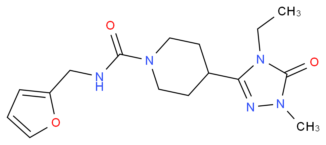 4-(4-ethyl-1-methyl-5-oxo-4,5-dihydro-1H-1,2,4-triazol-3-yl)-N-(2-furylmethyl)piperidine-1-carboxamide_分子结构_CAS_)