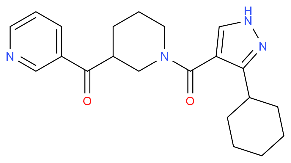 {1-[(3-cyclohexyl-1H-pyrazol-4-yl)carbonyl]-3-piperidinyl}(3-pyridinyl)methanone_分子结构_CAS_)