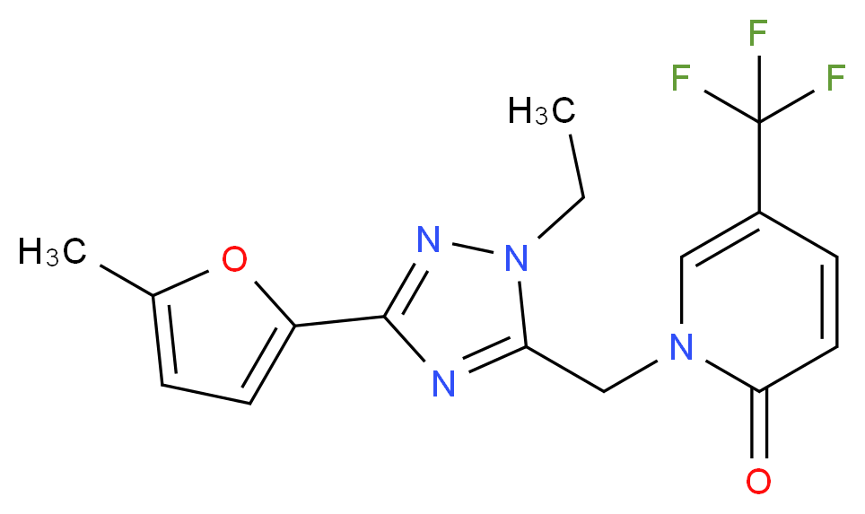 1-{[1-ethyl-3-(5-methyl-2-furyl)-1H-1,2,4-triazol-5-yl]methyl}-5-(trifluoromethyl)pyridin-2(1H)-one_分子结构_CAS_)