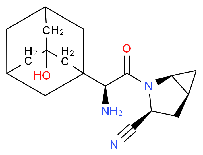 (1S,3S,5S)-2-[(2S)-2-amino-2-(3-hydroxyadamantan-1-yl)acetyl]-2-azabicyclo[3.1.0]hexane-3-carbonitrile_分子结构_CAS_361442-04-8