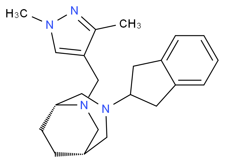 (1S*,5R*)-3-(2,3-dihydro-1H-inden-2-yl)-6-[(1,3-dimethyl-1H-pyrazol-4-yl)methyl]-3,6-diazabicyclo[3.2.2]nonane_分子结构_CAS_)