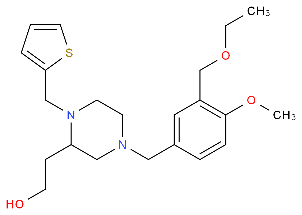 2-[4-[3-(ethoxymethyl)-4-methoxybenzyl]-1-(2-thienylmethyl)-2-piperazinyl]ethanol_分子结构_CAS_)